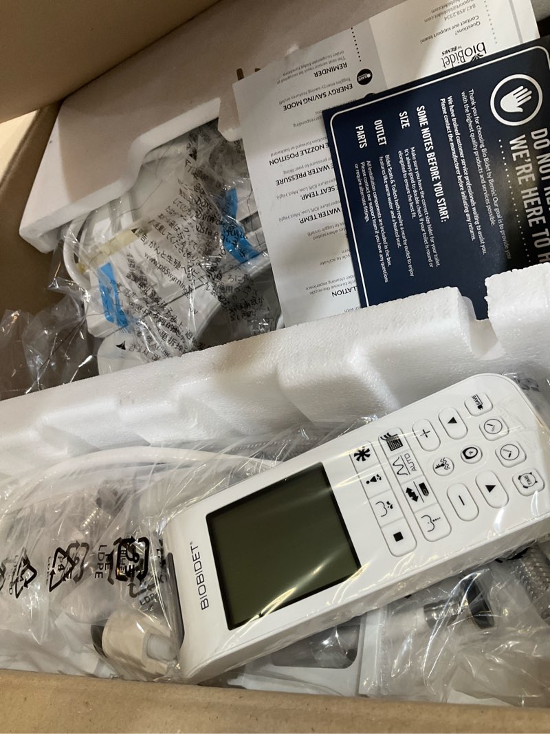 Condition photo showing Good Condition for bio bidet bb2000 electric bidet toilet seat, warm water with air dryer, heated seat with sensor and slow close lid, night light, remote control, round, white round premium bidet