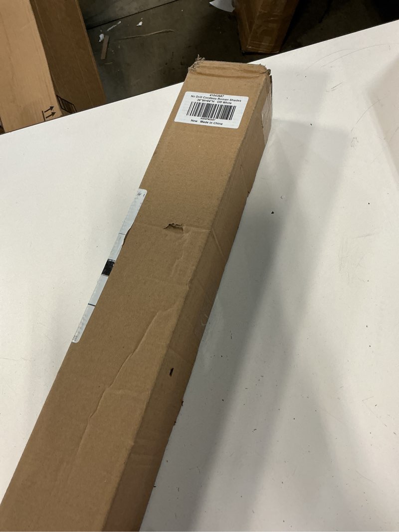 Condition photo showing New/Like New for lazblinds no drill roman shades for windows, cordless light filtering window shades with uv protection, polyester fabric for bedroom & living room, 36" w x 64" h, off white light filtering - off white 36"w x 64"h