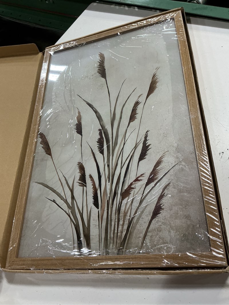 Condition photo showing New/Like New for 2pcs framed bohemian reed wall art,retro,country-style natural minimalist botanical canvas painting suitable for living rooms, bedrooms, and 16 x 24 in featuring reed 16x24inches