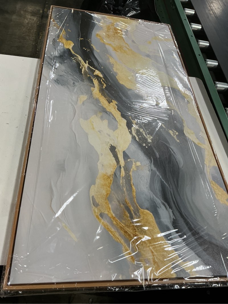 Condition photo showing Good Condition for framed canvas pictures gold wall art abstract wall art blue decor metal arts large prints picture 24"x48" artwork for living room gallery office gold 24" x 48" - 3p