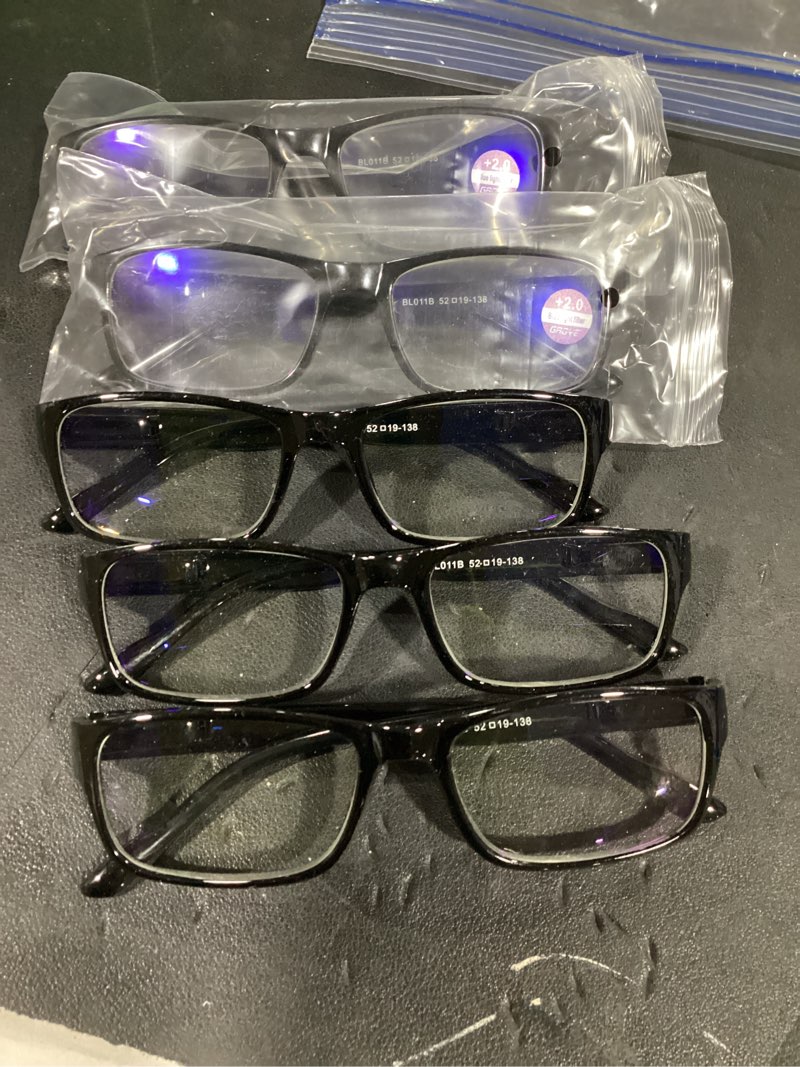 Condition photo showing As Is for (incomplete) boost eyewear 5 pack reading glasses, traditional black frames, with spring loaded hinges