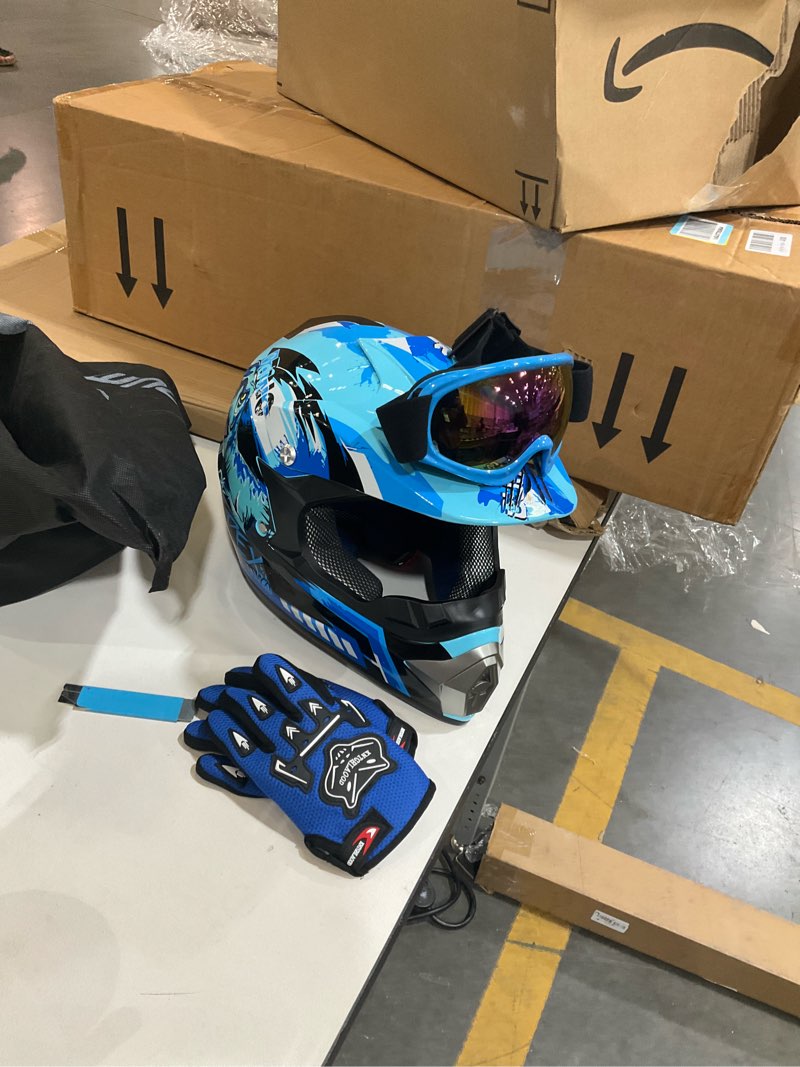 Dirt Bike Helmet Youth Motocross Helmet Full Face ATV Four Wheeler Motorcycle BMX Helmet for Boys Girls, Off-Road Protective Gear with Goggles