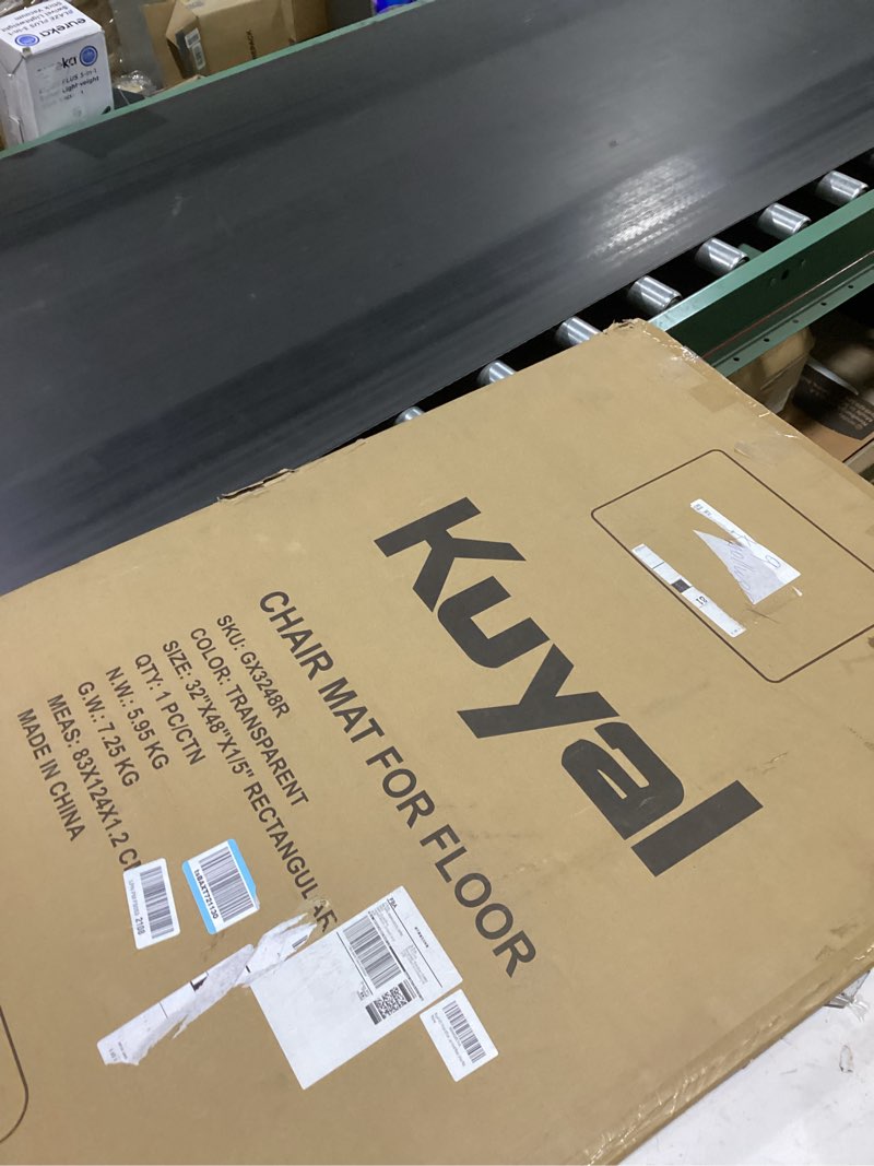 Condition photo showing New/Like New for kuyal 1/5" thick office chair mat, 32" x48" heavy duty hard computer chair mat, under desk protector carpeted floors mats, easy chair movement, can be used on carpet or hard floor, ship flat 1 pack (for carpets or hardfloors) 32" x 48" x 1/5" rectangle