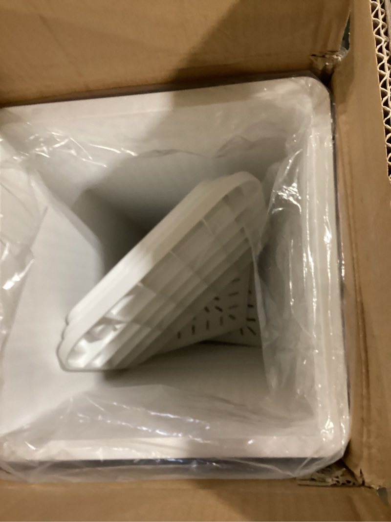 Condition photo showing Good Condition for tall outdoor planters set of 2, 24" tapered outdoor tall white planter for front porch, large indoor modern planter flower pots with tray, drainage holes (ribbed) white ribbed 24"