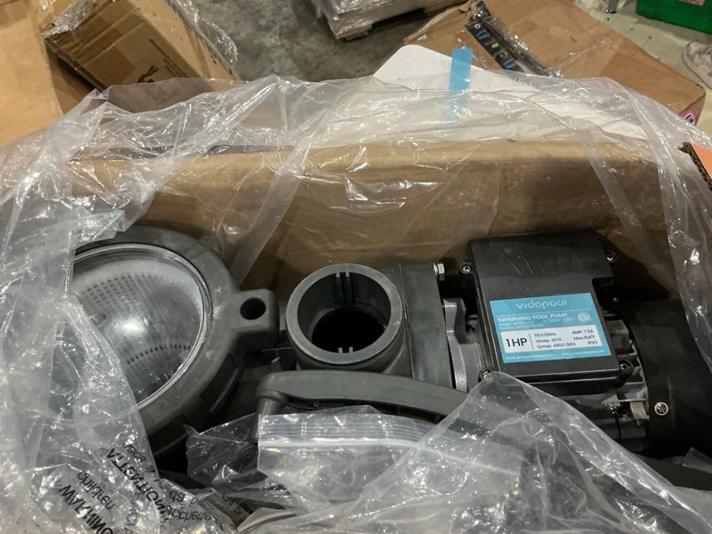 Condition photo showing As Is for in/above ground pool pump, self primming high flow (single speed, 1hp, 4800gph, 115v)