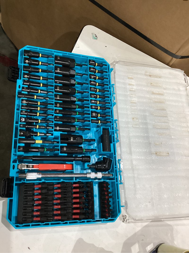 Condition photo showing Good Condition for 80psc magnetic impact nut driver set - metric & sae with socket adapters, wing nut driver, bit holder, universal sockets, quick release extension, power bits, 1/4'' quick change, storage box 80-piece