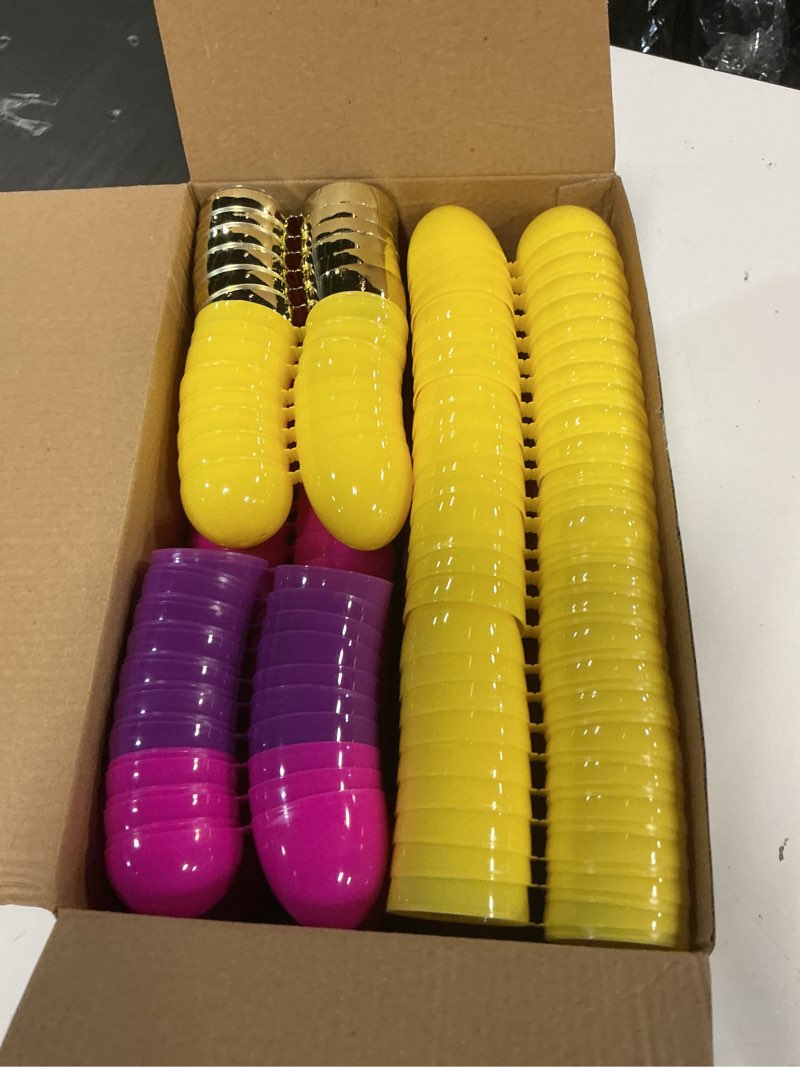 Condition photo showing New/Like New for 200 pack easter eggs bulk include 6 surprise golden eggs, 2.4 inch colorful fillable plastic easter egg empty for easter hunt party favors, easter basket stuffers fillers, classroom prize supplies