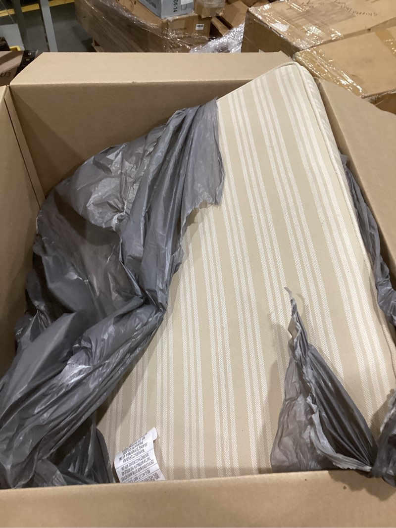 Condition photo showing As Is for outdoor cushions for patio furniture set of 2, 24"x24" water repellent chair cushions removable seat bottom & back cushion covers for chair, sofa, couch, beige brown stripe beige brown stripe 24"x24"