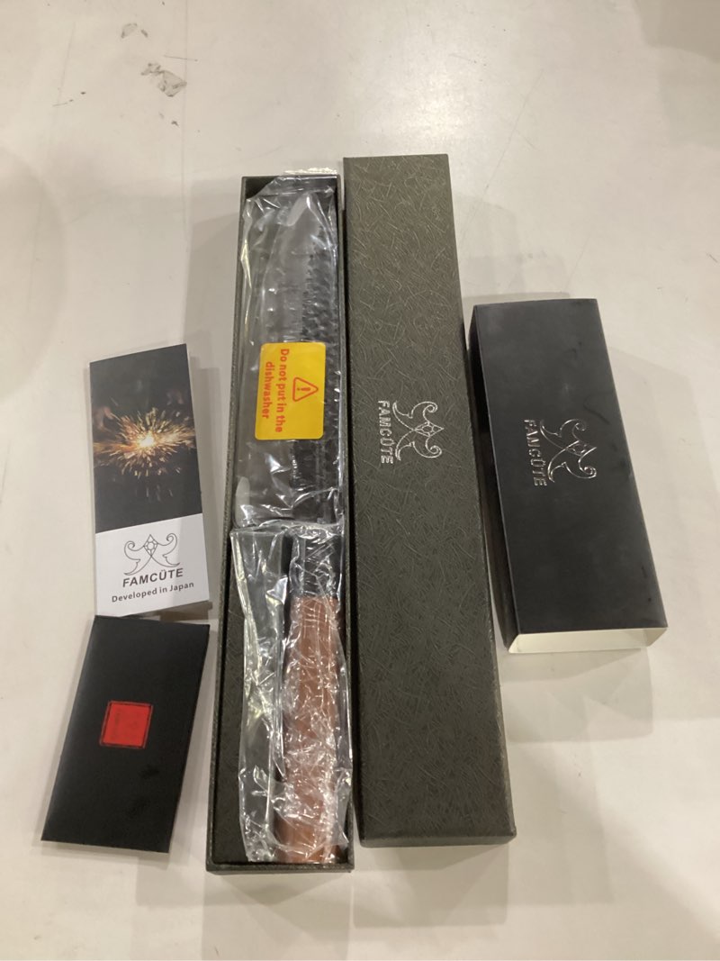 Condition photo showing New/Like New for 8 inch japanese knife, hand forged 5 layers high carbon 9cr18mov steel rosewood handle chef knife, ultra sharp durable professional kitchen knife, a thoughtful gift for husband/wife 8" chef knife