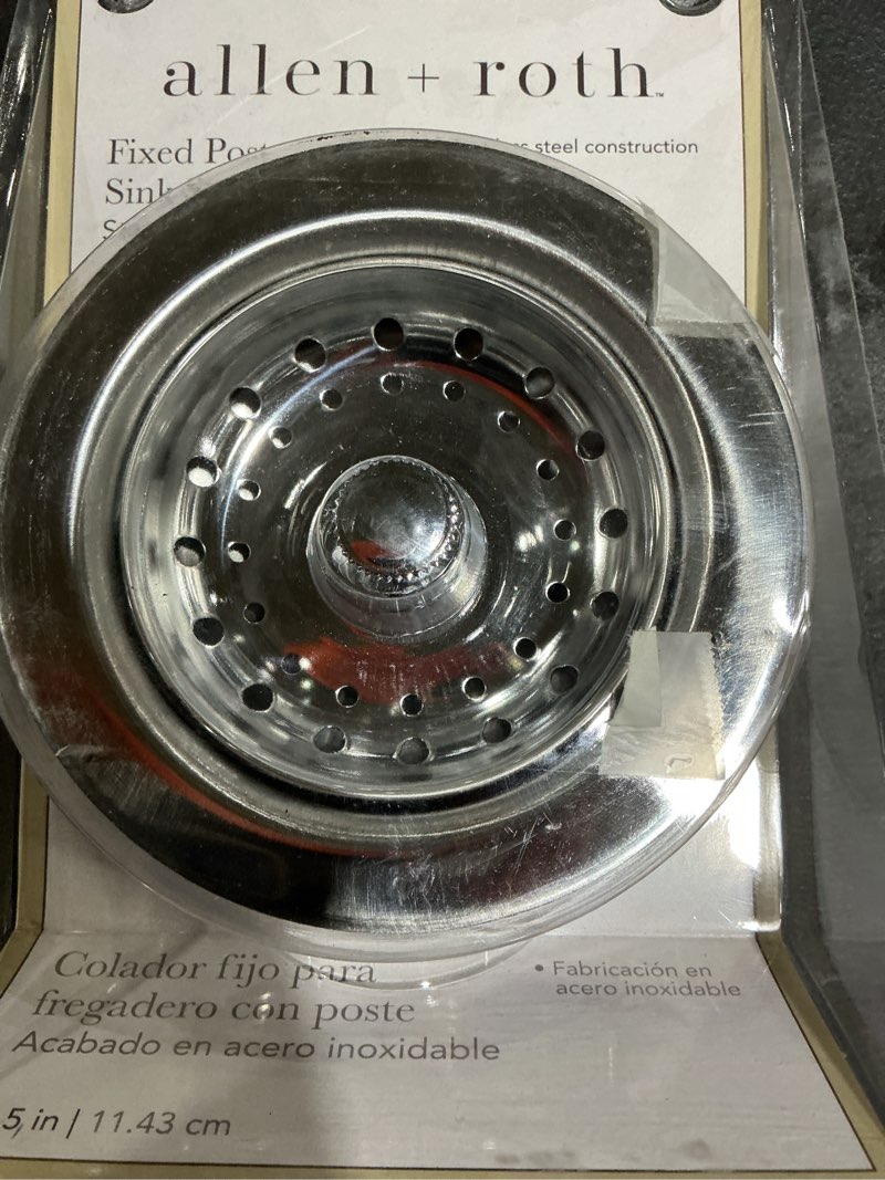 Condition photo showing Good Condition for possibly incomplete allen + roth 4.5-in stainless steel rust resistant strainer with lock mount included