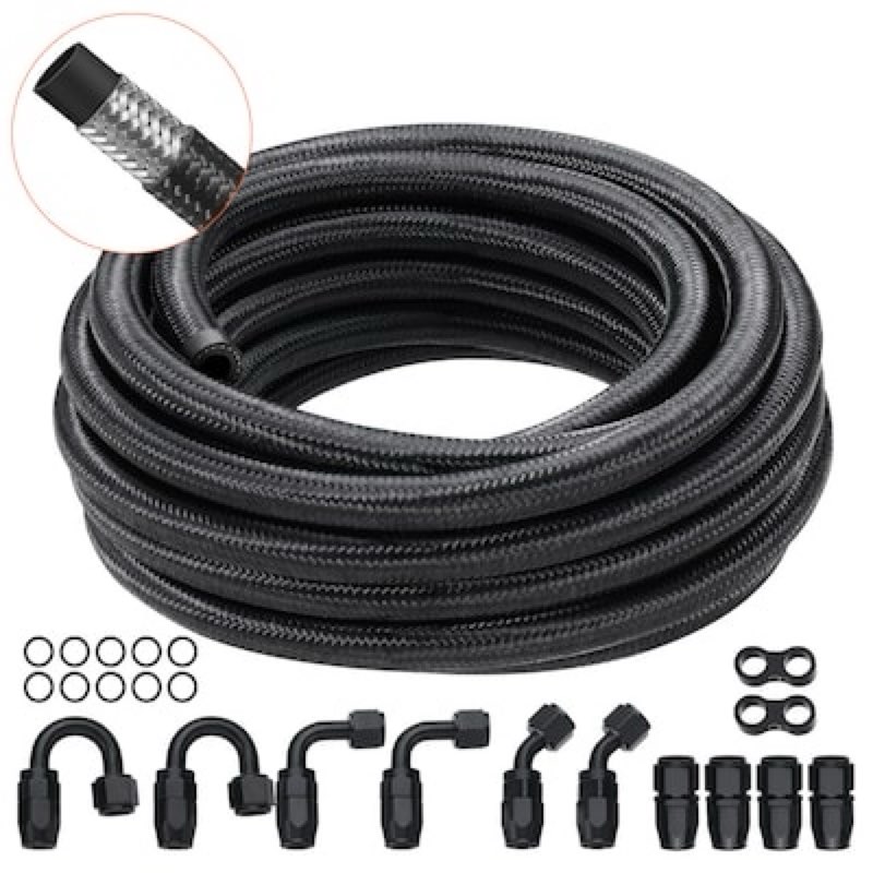 VEVOR 0.34-in ID x 20-ft Stainless steel/Nylon Black Hydraulic hose