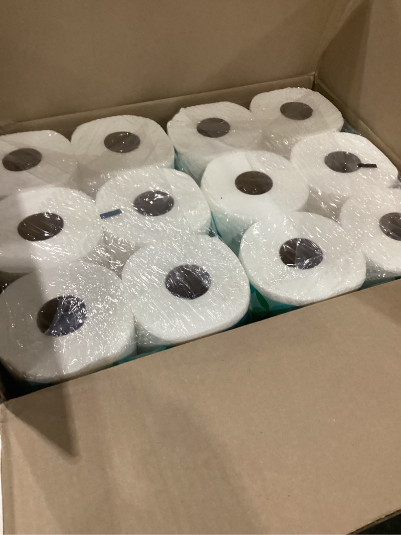 Condition photo showing New/Like New for Amazon Brand - Presto! Ultra-Strong Premium Paper Towels, 158 Sheet Huge Roll - Flex-a-Size, 12 Rolls (2 Packs of 6), Equivalent to 38 Regular Rolls, White Huge 12 Rolls (158 Sheets each)