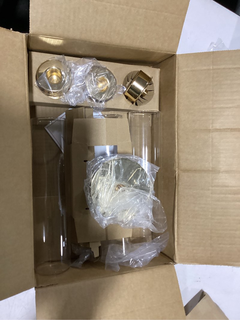 Condition photo showing Good Condition for Rose Gold Taper Candle Holder Set, 3pcs Glass Hurricane Tall Candlestick Holders, Vintage Candelabra, Premium Gift Set for Home Decor Aesthetic, Birthday Parties, Weddings & Christmas Decorations Glass Gold (3 Pcs)