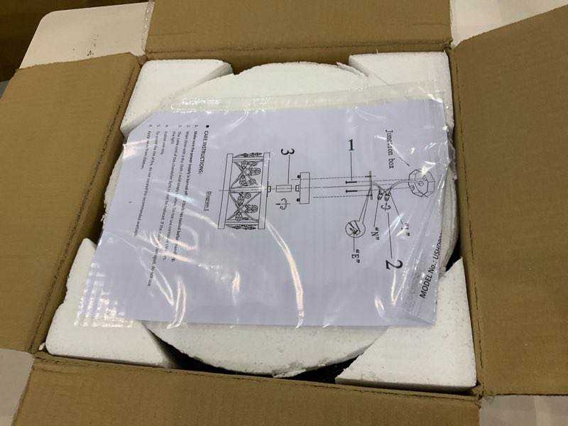 Condition photo showing New/Like New for WUZUPS Crystal Leaf Chandelier 3-Light Vintage Farmhouse Industrial Semi-Flush Mount Ceiling Light Lighting Fixture for Foyer Hallway Storage Room Kitchen Bathroom, H 8.5" W 12", Antique White White, Crystal leaf