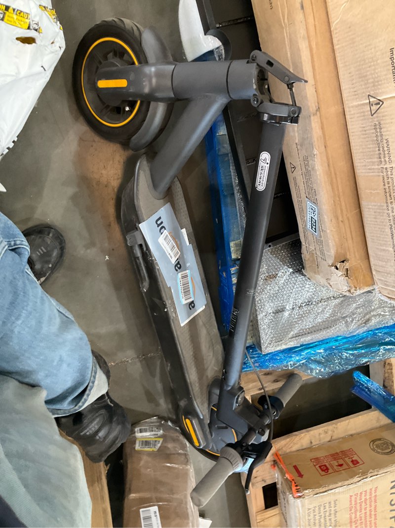 Condition photo showing As Is for segway ninebot max series electric scooter, up to 22–28 mph, long rang, dual suspension & braking system, fast charging, scooter for adults, ul-2272 2271 certified (g2/g3)