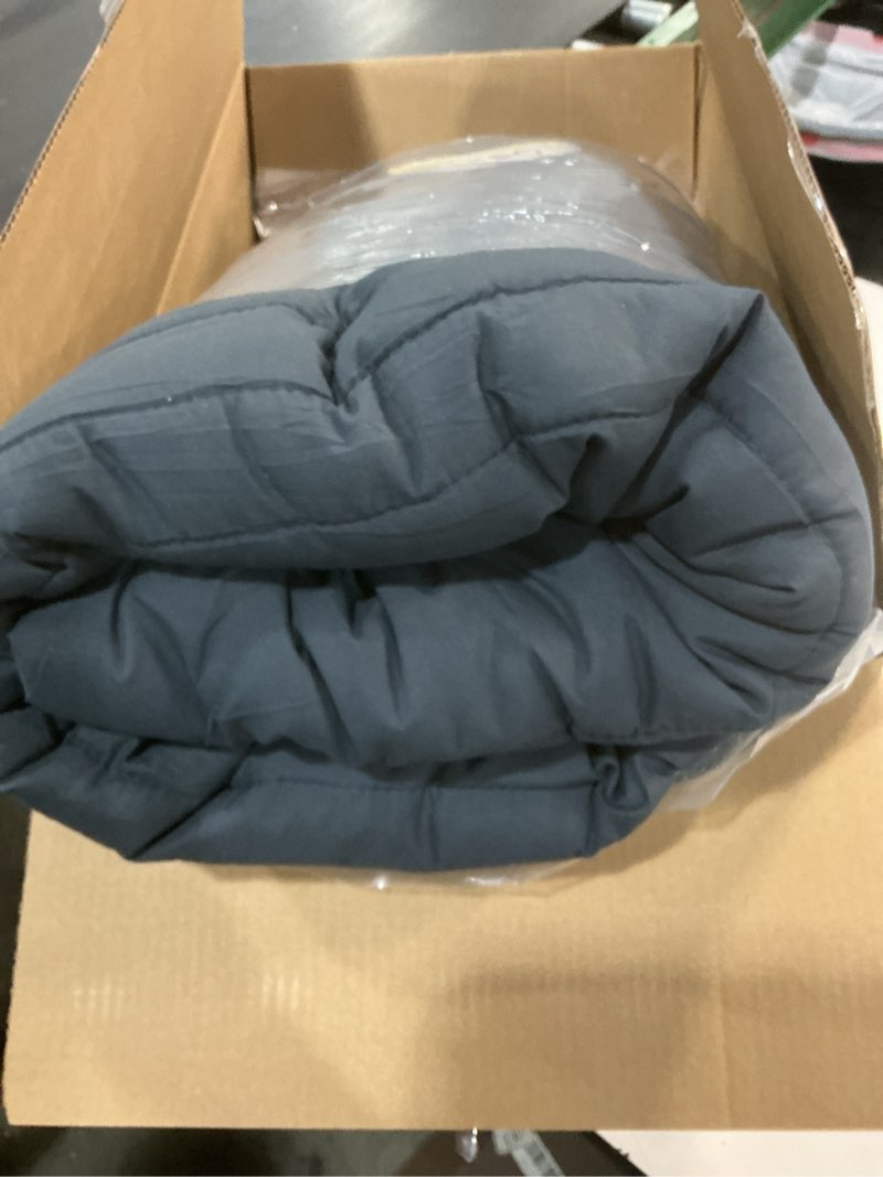 Condition photo showing As Is for Monbix California King Size Comforter Set - 7 Pieces Bed in a Bag Cal King, Blue Grey Bedding Sets with Comforter, All Seasons Comforter Bed Set with Sheets, Pillowcases & Shams Blue Gray Cal King(108"X92")