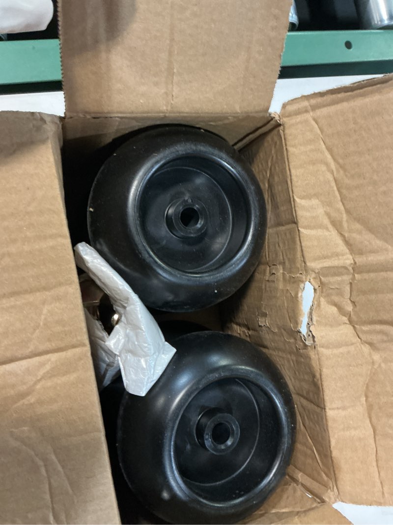 Condition photo showing Good Condition for 4 pack mower deck wheels for most 42" 46'' 48'' 50" 52'' and 54" decks, replces for husqvarna 532174873 589527301 cub cadet 753-04856a mtd 133957 174873 734-03058
