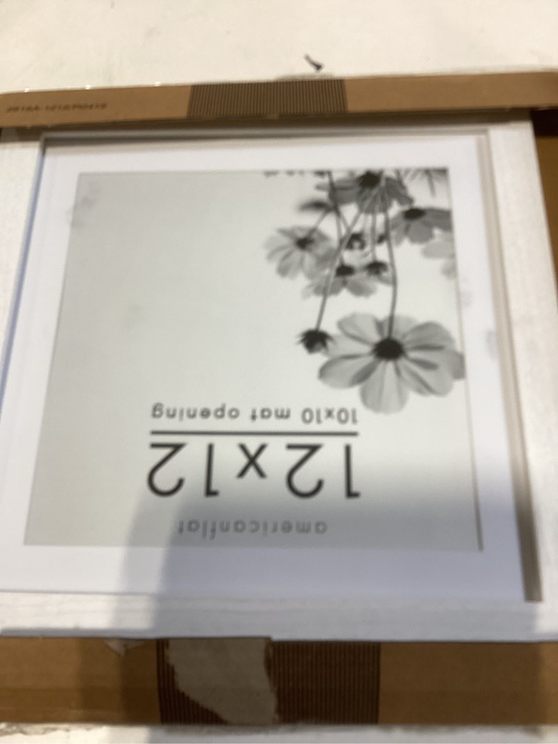 Condition photo showing Good Condition for americanflat 12x12 picture frame with shatter-resistant glass - use as 10x10 frame with mat or display 12x12 photo without mat - hudson collection - wide square frames for wall display - white white 12x12