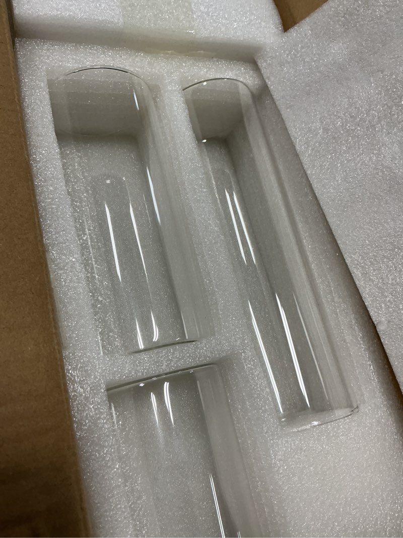 Condition photo showing Good Condition for glass cylinder vases set of 24, hewory tall clear vase for centerpieces, glass hurricane candle holders for pillar floating candles, round vases for wedding events table decor, 2.6” in diameter 24 d2.6"x h3.9" + d2.6"x h5.9" + d2.6"x h7.9"