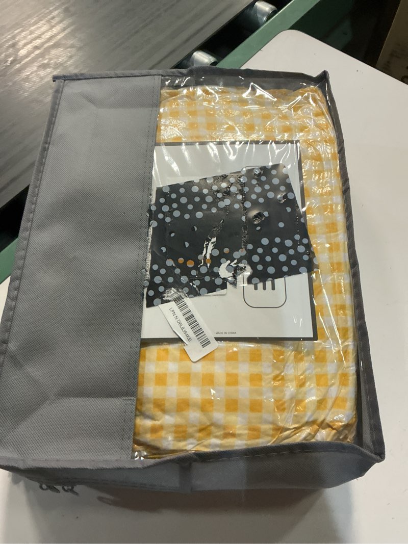 Condition photo showing New/Like New for etdiffe yellow comforter set queen size, 3 piece farmhouse gingham grid bed set - soft and lightweight buffalo checkered plaid microfiber down alternative comforter (90x90) queen yellow