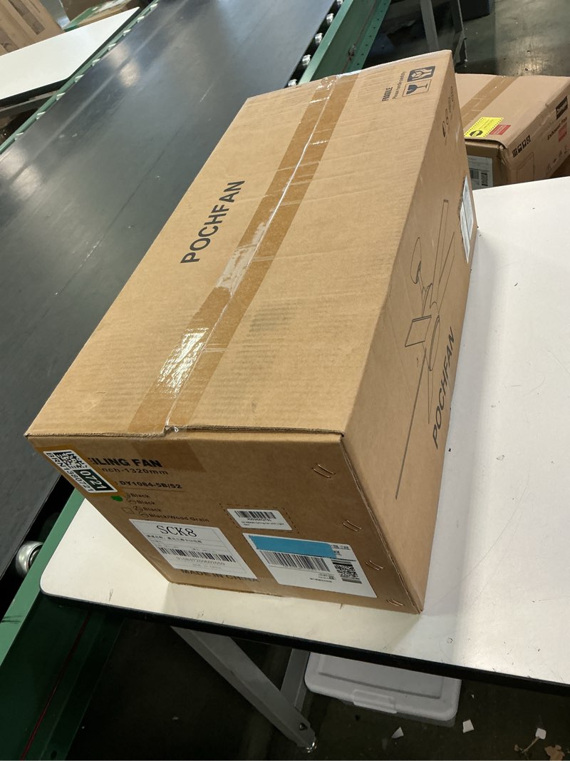 Condition photo showing New/Like New for 52 inch Black Ceiling Fans with Lights and Remote Control, Noiseless Modern Ceiling Fan for Bedroom, Living Room, Dining Room, Dimmable 3CCT 6-Speed ETL Listed Black 52-inch