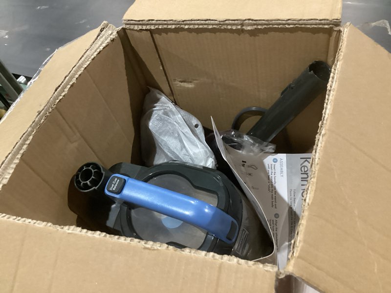 Condition photo showing As Is for kenmore du1040 featherlite bagless upright vacuum lightweight cleaner with 4 height adjustment, swivel steering design, 2 cleaning tools for carpet and hard floor, blue