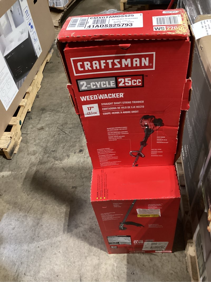 Condition photo showing Good Condition for craftsman ws2200 25-cc 2-cycle 17-in straight shaft attachment capable gas string trimmer