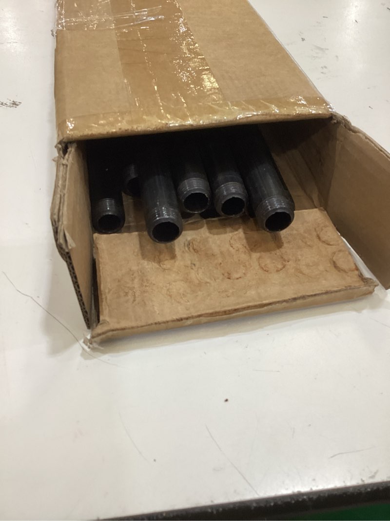 Condition photo showing As Is for 1/2” x 30 ” black malleable steel nipples fitting, 1/2 inches threaded pipe nipples, diy steampunk industrial vintage style, 10 pack. 1/2'' x 30'' 10