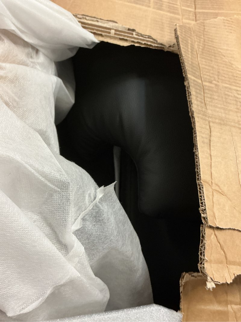 Condition photo showing As Is for (incomplete)tyboatle 88\" w faux leather couches w/usb, tufted mid-century modern comfy black leather couch w/side pockets and wider arms for living room, 3 seater leathe sofa for office, apartment, bedroom 3 seater matte black