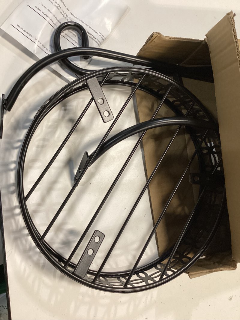 Condition photo showing As Is for allen + roth 27.3-inches h x 10-inches w black indoor/outdoor round steel plant stand