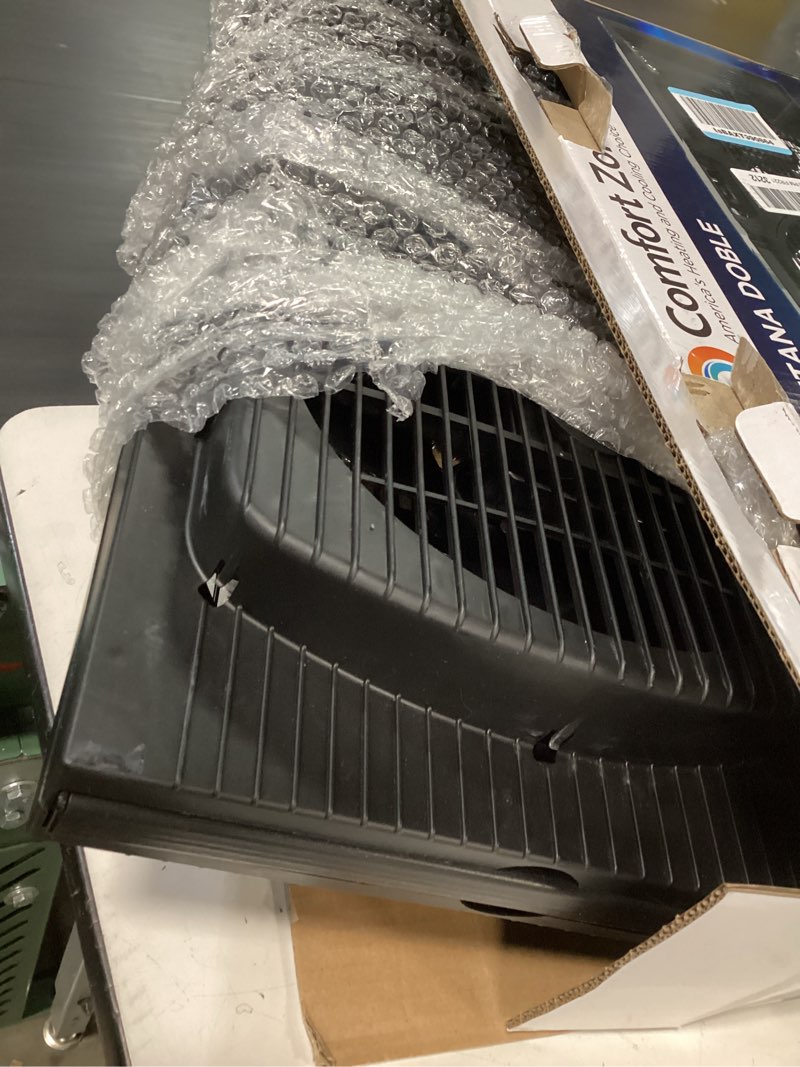 Condition photo showing Good Condition for comfort zone window fan for bedroom, 9 inch 3 speed dual fans with auto-locking expanders, window exhaust fan, removeable bug screen, black