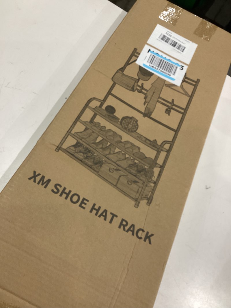 Condition photo showing As Is for darsun Hall Tree with Shoe Storage Bench, 4-Tier Coat Rack with 8 Hooks, Multipurpose Entryway Organizer for Hall, Bedroom, Office, Shoe Bench with Storage (23.6in)