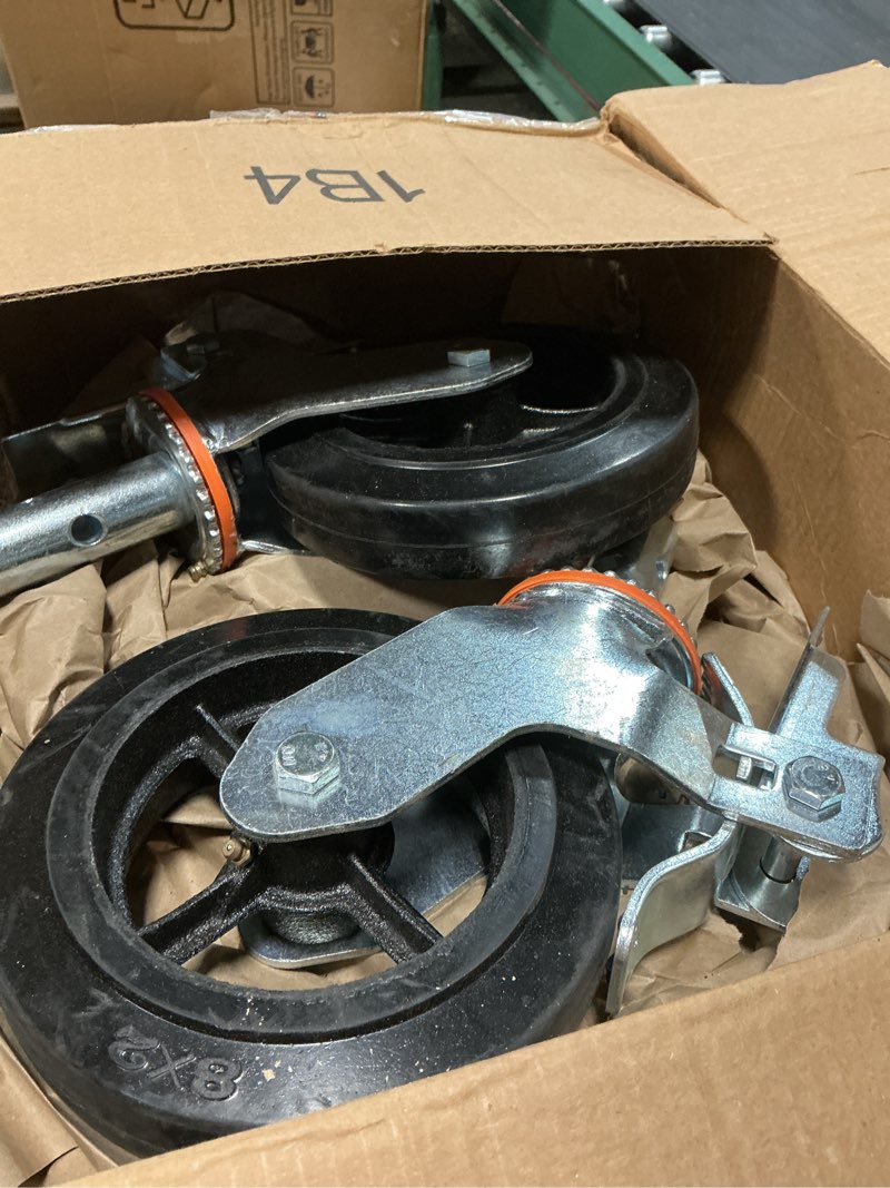 Condition photo showing Good Condition for bestequip 4 pack scaffolding caster wheels 8 x 2 inch with dual locking rubber swivel caster 360 degrees heavy duty casters 1100lbs capacity per wheel