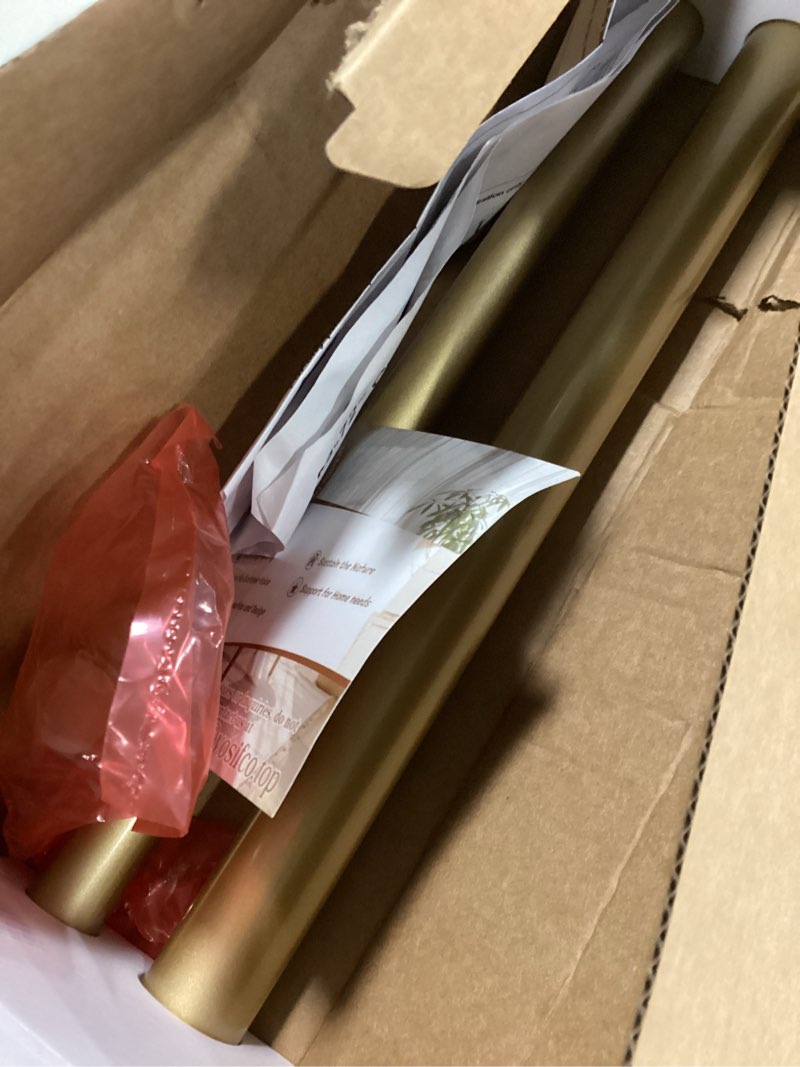 Condition photo showing Good Condition for 1 Inch Gold Double Curtain Rods 36 to 72 Inches (3 to 6 ft), USFOOK Drapery Rods for Windows, Telescoping Dual Curtain Rod with Luxury Translucent Finials 36-72" Luxury Gold