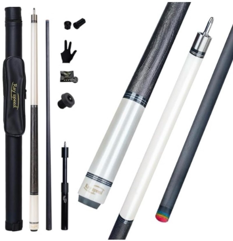 Ray speed Carbon Fiber Pool Cue Stick 12.5mm Rainbow Tip Low Deflection Pool Stick with Uni-loc Pin 