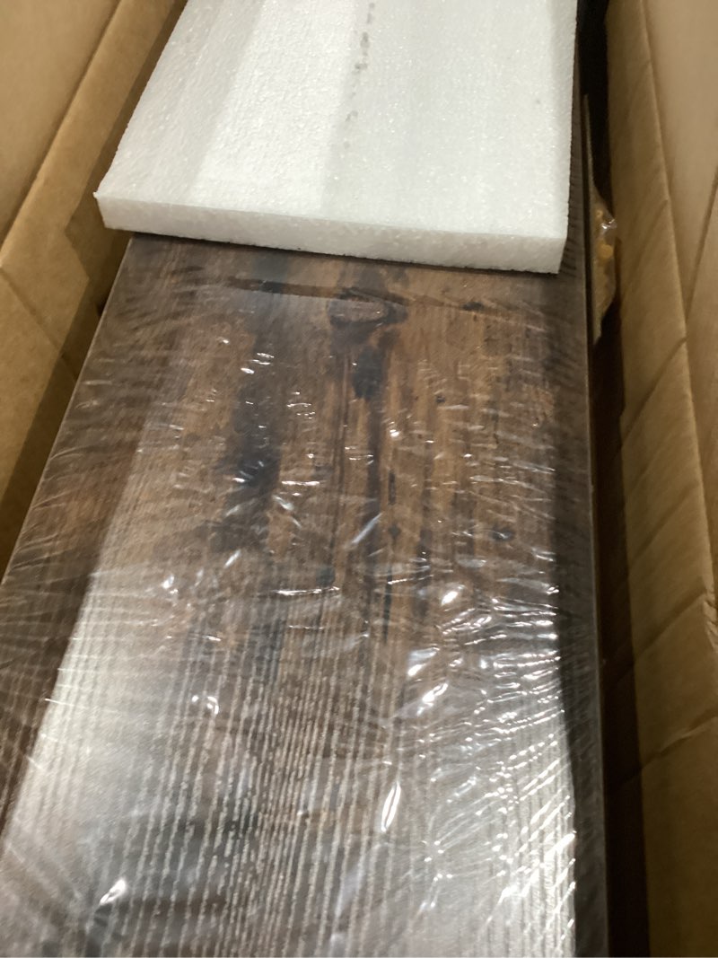 Condition photo showing New/Like New for bayka floating shelves, 36 inches long wall mounted rustic wood shelves for bathroom, bedroom, living room, kitchen, office, hanging shelf for books/storage/decor(rustic brown,set of 2) b. rustic brown - americana farmhouse style 36inches