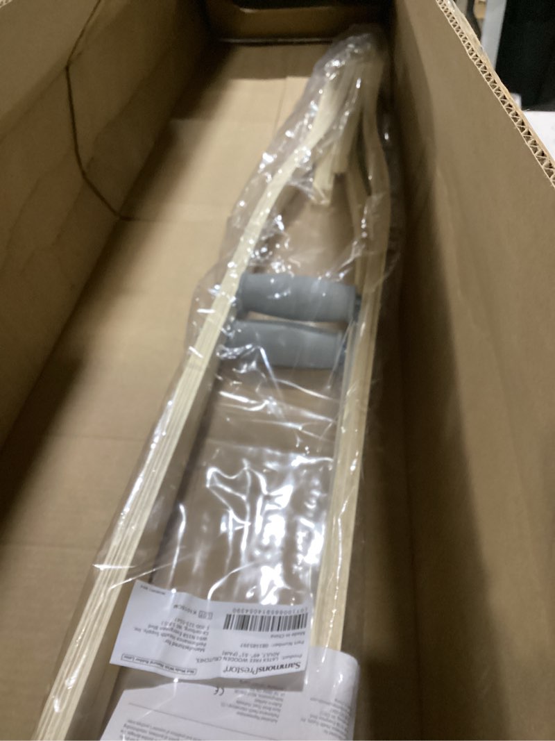Condition photo showing Good Condition for Sammons Preston Wooden Crutches, Adult Size, Latex Free, Sturdy Leg Supports for After Injury or Post Surgery, Adjustable Height and Handle Crutches for Elderly, Handicapped, and Disabled users