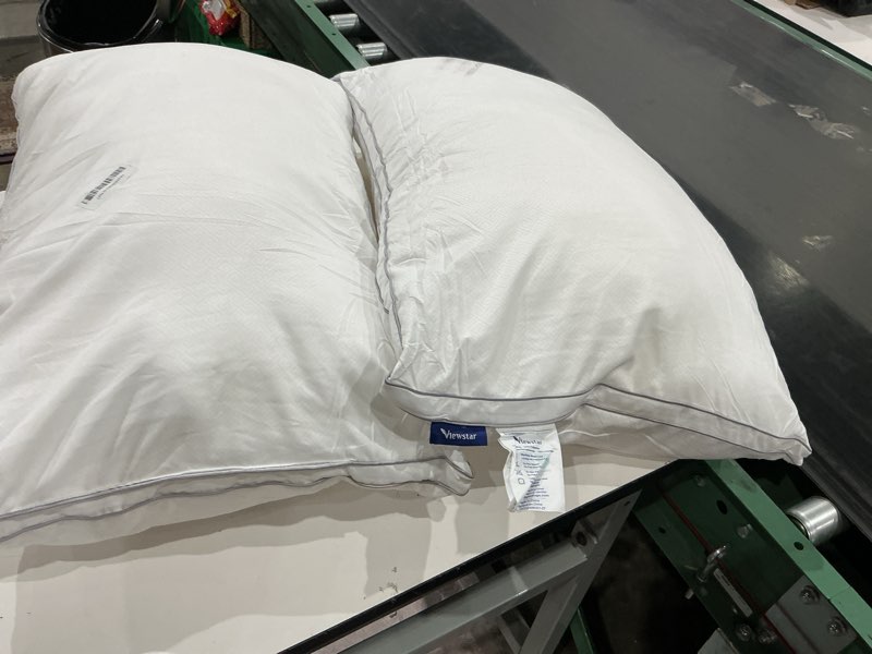 Condition photo showing Good Condition for viewstar bed pillows standard sizes set of 2, hotel quality cooling down alternative gusseted pillows for side, back, or stomach sleepers, white white standard