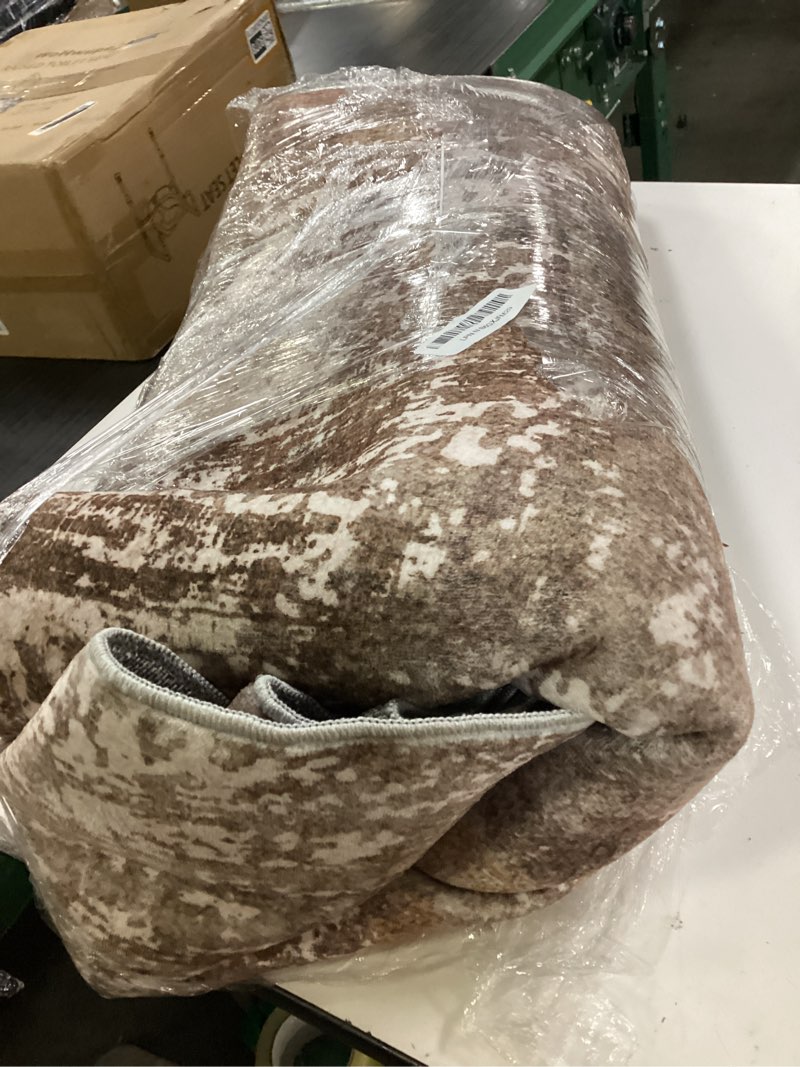 Condition photo showing Good Condition for 6x9 area rugs - modern abstract washable rug, ultra soft non slip low pile large rugs for living room, floor carpet for bedroom dining room office laundry nursery home(a-brown) 6x9 f-brown