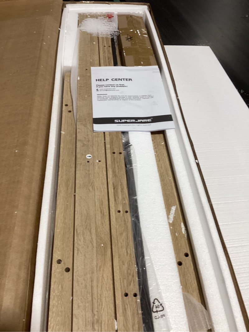 Condition photo showing New/Like New for SUPERJARE Rattan Console Sofa Table with Outlets and USB-C Port, 3 Drawer Entryway Table with Synthetic Rattan Surface, Open Shelf, Behind Couch Entry Foyer Hallway Storage, Natural Natural 11"D x 47.2"W x 31.5"H