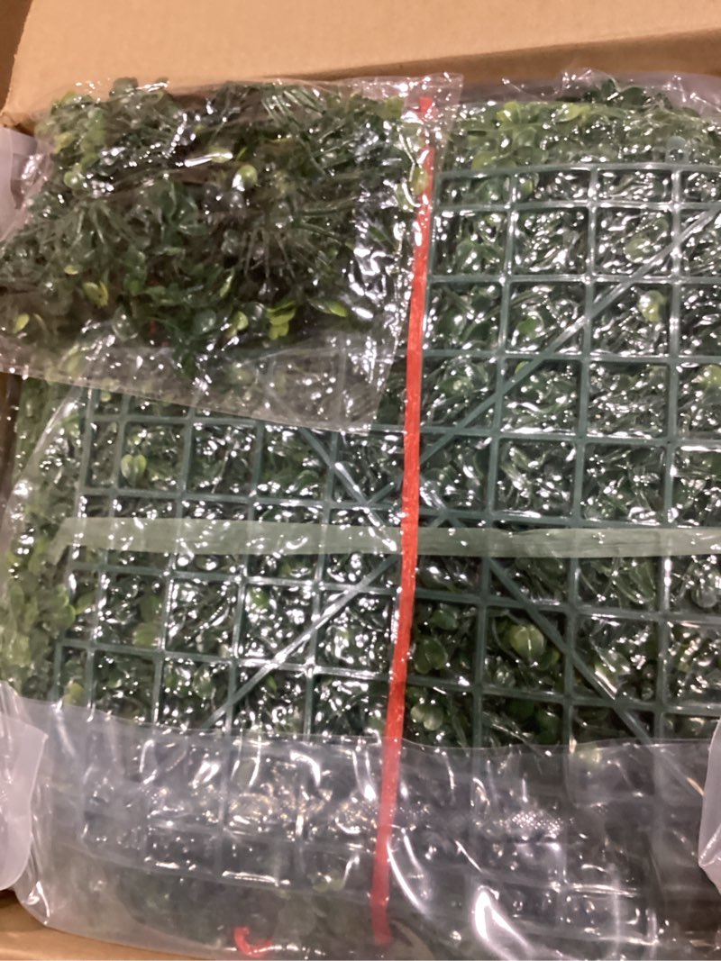 Condition photo showing Good Condition for kaszoo artificial grass wall panel - 12 pack 10"x10" boxwood panels for greenery wall decor faux greenery outdoor privacy fence panel screen grass backdrop for wall, wedding, balcony, backyard, patio 10"x10" 12p