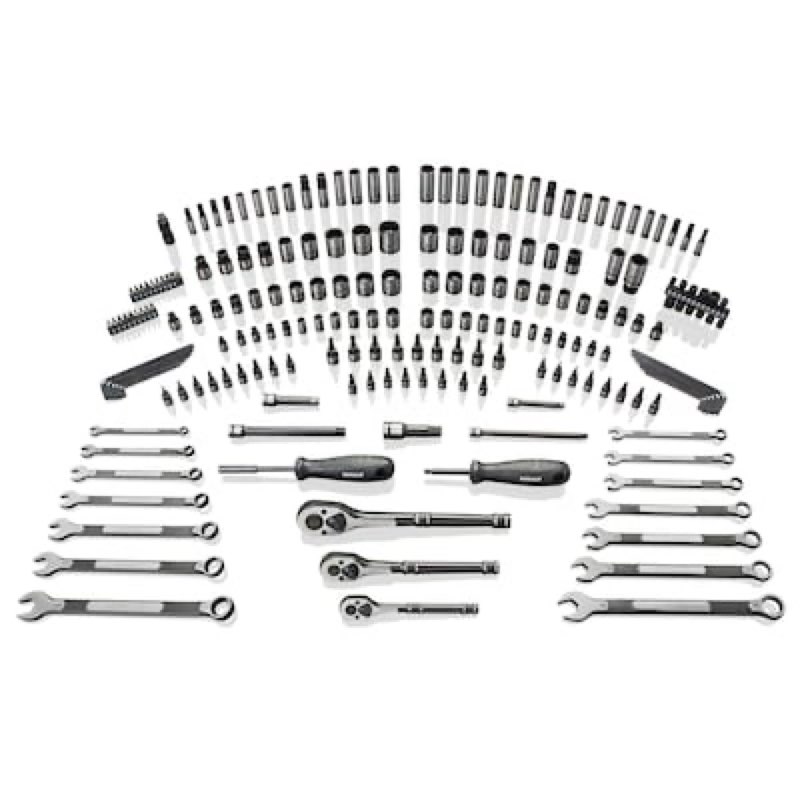 kobalt 200-piece standard (sae) and metric matte mechanics tool set with hard case
