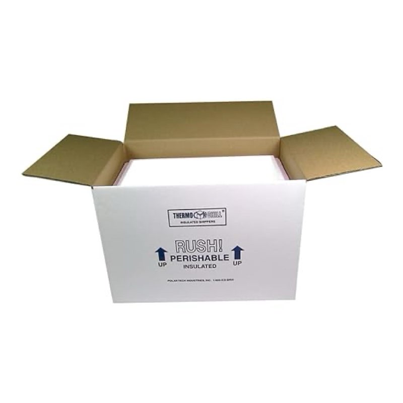polar tech 227c thermo chill insulated carton with foam shipper, medium, 15.5" length x 13.75" width x 10.5" depth, 2 count (pack of 1)