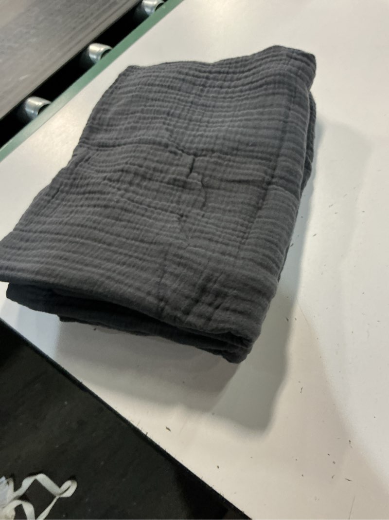 Condition photo showing New/Like New for 2 pc organic cotton gauze duvet cover pillow color: charcoal size: king/cal king