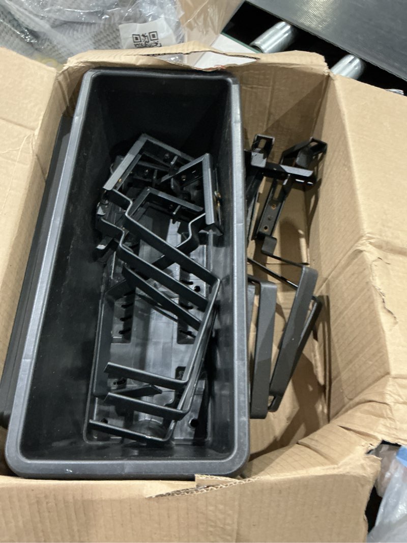 Condition photo showing Good Condition for oyeal railing planter box 4 pack window boxes planters with adjustable brackets 17 inch hanging planters for outdoor plants flower boxes for balcony fence deck railing porch over rail, black all black