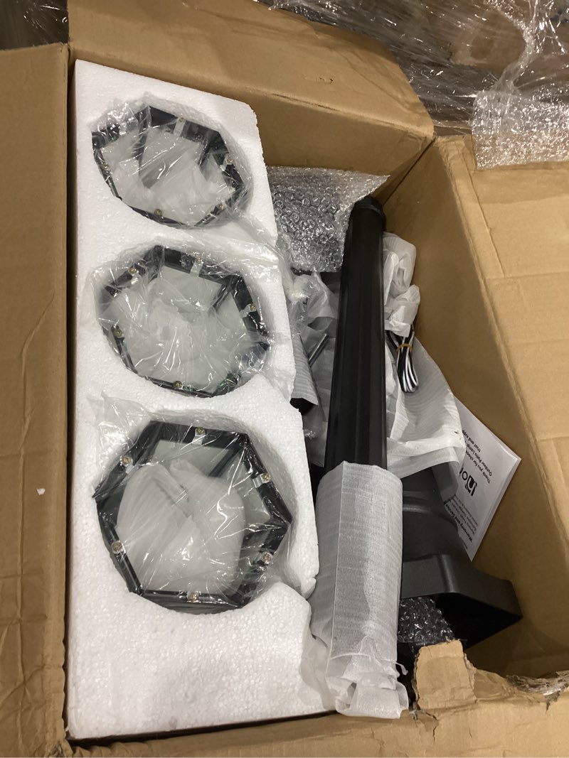 Condition photo showing Good Condition for lamp post outdoor lighting, 3-head black hard wired pole light for outside, e26 base maximum 100w (bulb not included), waterproof street light fixture for yard, garden, driveway (classic)