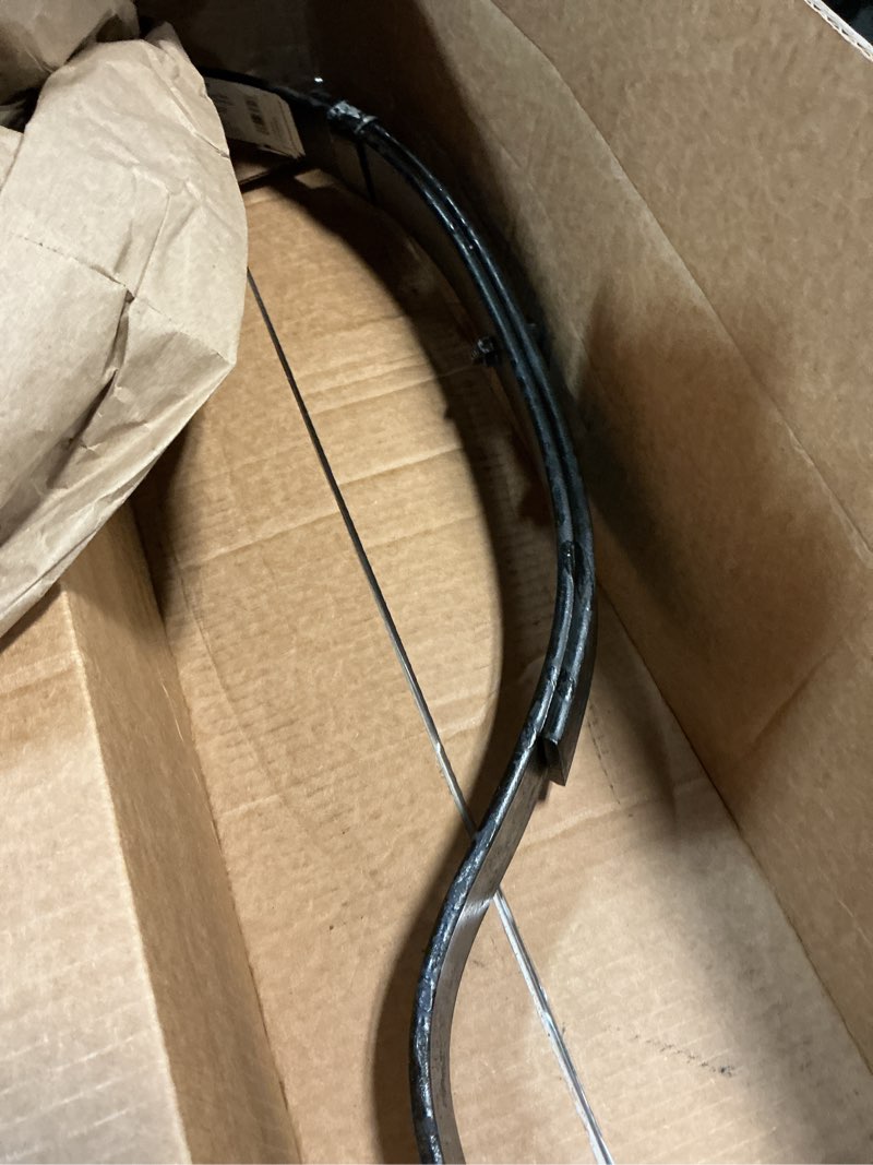 Condition photo showing As Is for dorman 929-1076 utility trailer leaf spring, eye/slipper:flat, 1 3/4" width, 25 1/8" length, 5" arch, 2 leaf, 470lb capacity