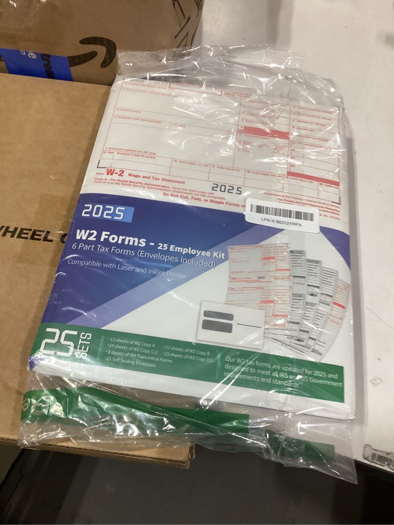 Condition photo showing As Is for Similar product ComplyRight W-2 Tax Form Set with Envelopes, Recipient Copy Only, 4-Up (Box), Pack of 50 Forms, Tax Preparer Supplies 50 Pack with Envelope W-2 Tax Form Set, 4-Up (Box)
