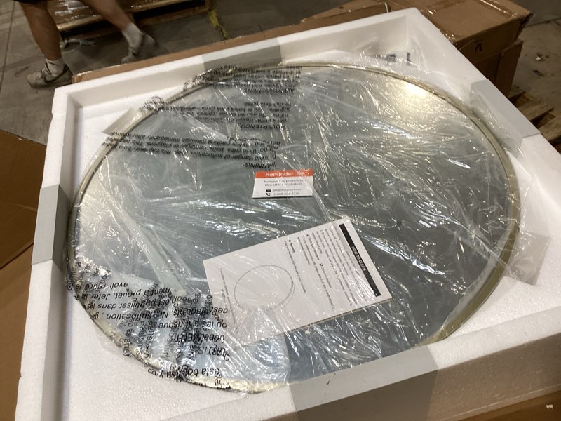 Condition photo showing Good Condition for gold round bathroom wall mirror, round mirrors for wall decor, circle mirror for with hd shatter-proof glass for entryway, living room, bedroom, dressing room, home decor gold-round 20\"l x 20\"w