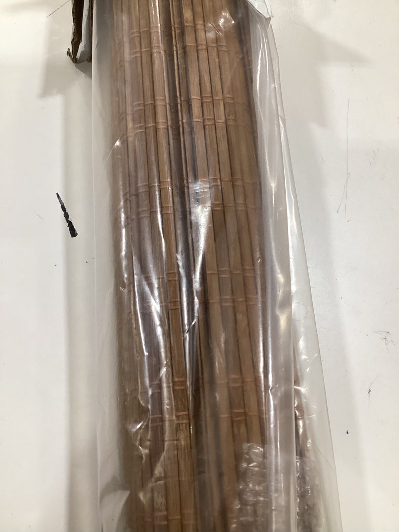 Condition photo showing As Is for lazblinds no tools no drill cordless bamboo roman shades, light filtering window treatment, roll up bamboo blinds for window 36'' w x 64'' h, ceylon light russet ceylon light russet 36'' w x 64'' h